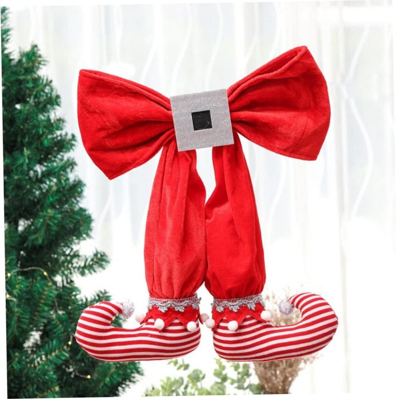 woobles Christmas Bow Elf Boots Pendant, Christmas Tree Bow Elf Boots Pendant Christmas Pedant Xmas Tree Hanging Ornament Cute Elf Boot Decoration for Christmas Elf Boot with Red and White Strip - Image 4